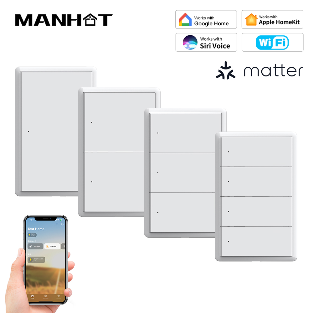 Smart Light Switch Wifi - Inteligentny przełącznik WiFi MANHOT Homekit, bez